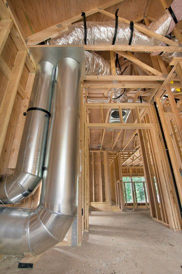 Heating and air custom duct in a home under construction in the tricities tn area